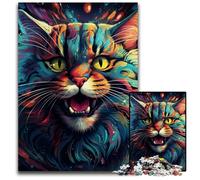 Colorful Art Psychedelic Cat JigsawPuzzle 1000 Pieces for Adults cardboard Jigsaw Puzzles for Teenagers, Couples, And Friends for Birthdays, Christmas 26X38CM/10.23x14.96inch