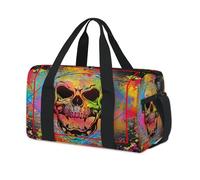 Colorful Art Punk Skull Sports Duffel Bag Weekend Overnight Bag Tote Holdall Casual Travel Gym Duffel Bags for Kids Girls Boys Women Men