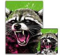 Colorful Art Raccoon 1000-Piece Jigsaw Puzzle Wooden Jigsaw Puzzles for Adults for Teenagers & Teens, Ideal Birthday 50x75CM/19.68x29.52inch