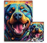 Colorful Art Rottweiler 1000 Piece Jigsaw Puzzle Impossible Jigsaw Puzzles for Adults Ideal for Teenagers & Collectors, Travel Gift, Family Activity 26X38CM/10.23x14.96inch