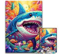 Colorful Art Shark 1000Pc Adults Jigsaw Puzzle Jigsaw Puzzles Relaxing Entertainment, Home Decor 26X38CM/10.23x14.96inch