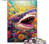 Colorful Art Shark Puzzles for 1000 Piece Jigsaw Puzzles for Adults Home Activity for Holidays, Birthdays, And Family Game Nights size : 38x26cm