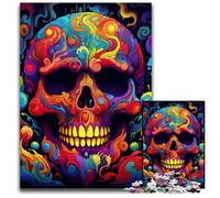 Colorful Art Skull 1000-Piece Jigsaw Puzzle cardboard Jigsaw Puzzles for Adults Challenging Brain Teaser - Relaxing Toy for Teenagers 26X38CM/10.23x14.96inch