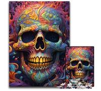 Colorful Art Skull JigsawPuzzle 1000 Pieces for Adults Puzzles for Adults Educational Brain Teaser, Artistic Home & Office Decor, 14+ Age 26X38CM/10.23x14.96inch