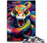 Colorful Art Snake 1000 Piece Jigsaw Puzzles for Teenagers Gifts,Pattern Assembly Fun at Home Activities,Birthday Present,Travel Gifts (38x26cm)