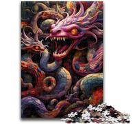 Colorful Art Snake Jigsaw Puzzles for Adults Teenagers Jigsaws Puzzle,Toys Educational Games Stress Relieving Wishlist with Santa Claus (38x26cm)