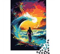 Colorful Art Surfing Jigsaw Puzzles for Adults 500 Pieces, Jigsaw Puzzles Adult Intellective Educational Toy DIY Puzzles 500pcs (52x38cm)