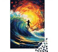 Colorful Art Surfing Puzzle Difficult Challenge 100 Percent Recycled Cardboard Jigsaw Puzzle for Kids And Adults Age 12 Years Up 1000pcs (38x26cm)