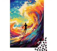 Colorful Art Surfing Puzzles 500 Piece Jigsaw Puzzle for Adults Impossible Jigsaw Puzzles Wood Toys Jigsaw Challenging Game 500pcs (52x38cm)