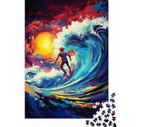 Colorful Art Surfing Puzzles 500 Piece Jigsaw Puzzle for Adults Impossible Jigsaw Puzzles Wood Toys Jigsaw Challenging Game 500pcs (52x38cm)