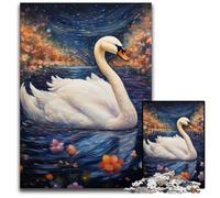 Colorful Art Swan 1000 Pieces Puzzles for Adults Wooden Jigsaw Puzzles for Home Decor, Brain Training 50x75CM/19.68x29.52inch