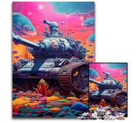 Colorful Art Tank 1000Pc Adults Jigsaw Puzzle Wooden Puzzles Challenging Brain Teaser for Teenagers, Family Game Night Fun 50x75CM/19.68x29.52inch