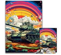 Colorful Art Tank Jigsaw Puzzles for Adults 1000 Piece Wooden Jigsaw Puzzles Challenging Brain Teaser for Teenagers, Family Game Night Fun 50x75CM/19.68x29.52inch