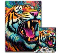Colorful Art Tiger 1000 Piece Jigsaw Jigsaw Puzzles Challenging Brain Teaser, Family Activity, Home Decor, 26X38CM/10.23x14.96inch