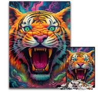 Colorful Art Tiger 1000 Piece Jigsaw Puzzle Difficult Puzzles for Adults for Teenagers, Family Game Night, Brain-Challenging Gift Idea 50x75CM/19.68x29.52inch