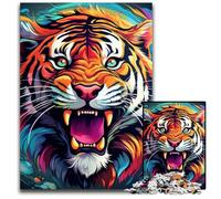 Colorful Art Tiger 1000-Piece Jigsaw Puzzle Wooden Jigsaw Puzzles for Adults for Teenagers & Teens, Ideal Birthday 50x75CM/19.68x29.52inch