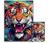 Colorful Art Tiger 1000Pc Adults Jigsaw Puzzle cardboard Jigsaw Perfect Home Or Office Decor, Ideal 26X38CM/10.23x14.96inch