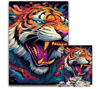 Colorful Art Tiger Adult Jigsaw Puzzles 1000 Pieces Wooden Puzzles Brain Teaser Game for Teenagers, Perfect 50x75CM/19.68x29.52inch
