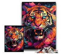 Colorful Art Tiger Jigsaw Puzzles 1000 Pieces for Adults Puzzles for Adults Family Activity, DIY Home Decor, Size 26x38cm