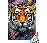 Colorful Art Tiger Jigsaw Puzzles for Adults 1000 Piece Family Gathering Puzzle DIY 1000 Piece Puzzle Game 1000pcs (75x50cm)