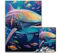 Colorful Art Whale Shark Jigsaw Puzzles for Adults, 1000 Piece Wooden Puzzles High-Difficulty Brain Teaser for Teenagers 50x75CM/19.68x29.52inch