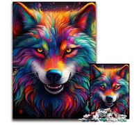Colorful Art Wolf 1000 Piece Jigsaw Puzzle Difficult Puzzles for Adults for Teenagers, Family Game Night, Brain-Challenging Gift Idea 50x75CM/19.68x29.52inch