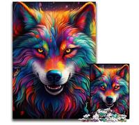 Colorful Art Wolf 1000 Pieces Puzzles for Adults cardboard Jigsaw Puzzles for Home Decor, Brain Training 26X38CM/10.23x14.96inch