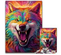 Colorful Art Wolf Adult Jigsaw Puzzles 1000 Pieces cardboard Puzzles Brain Teaser Game for Teenagers, Perfect 26X38CM/10.23x14.96inch