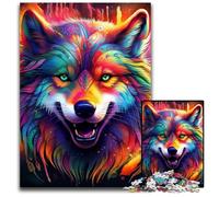 Colorful Art Wolf Jigsaw Puzzles 1000 Pieces for Adults Jigsaw Puzzles Perfect for Family Gatherings, Birthdays, Holidays 26X38CM/10.23x14.96inch