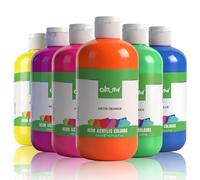 Colorful Artist Fluorescent Acrylic Paint Set, 6 Pack 16.67 oz for Crafting