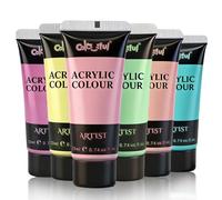 Colorful Artist Pastel Acrylic Paint Set, 6 Pack 0.74oz, Soft Color Paint