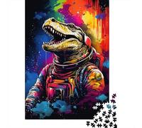 Colorful Artistic Astronaut Crocodile Jigsaw Puzzle-1000 Pieces Jigsaw Puzzle Jigsaw Puzzle Great Gifts for Adults& Age 18 Years Up 1000pcs (75x50cm)