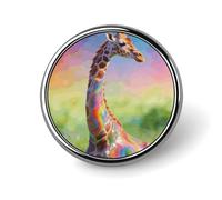 Colorful Artistic Giraffe Button Pin,Design Your Own Personalized Pin Back Button Badges Exquisite Round Badge Travel Brooch Metal Decorative Pins for Hat Clothes Backpack