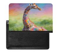 Colorful Artistic Giraffe Passport Holder for Travel PU Leather Passport Book Card Holder Case Cute Passport Wallet Ultra Slim Passport Cover Passport Protector Case for Women Men