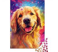 Colorful Artistic Golden Retriever Puzzle Brain Teaser 100% Recycled Cardboard Jigsaw Puzzle for Kids And Adults Age 12 Years Up 1000pcs (75x50cm)