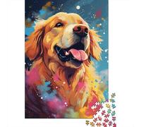 Colorful Artistic Golden Retriever Puzzle Difficult Challenge 100 Percent Recycled Cardboard Jigsaw Puzzle for Kids And Adults Age 12 Years Up 1000pcs (75x50cm)