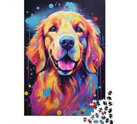 Colorful Artistic Golden Retriever Puzzle Family Challenging Games 100% Recycled Cardboard Jigsaw Puzzle for Adult Children Birthday Present 1000pcs (75x50cm)
