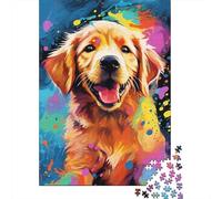 Colorful Artistic Golden Retriever Puzzle Premium 100% Recycled Board 100% Recycled Cardboard Jigsaw Puzzle for Kids And Adults Age 12 Years Up 1000pcs (38x26cm)
