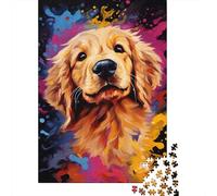 Colorful Artistic Golden Retriever Puzzle Premium 100% Recycled Board Paper Rectangular Jigsaw Puzzle for Adults Teen Unique Gift 1000pcs (38x26cm)