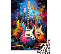 Colorful Artistic Guitar 1000 Piece Puzzles Paper Jigsaw Puzzles for Adults, Difficult Jigsaw Adult Challenge Game 38x26cm/1000pcs