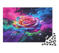 Colorful Artistic Rose 1000 Piece Jigsaw Puzzle Paper Puzzle Game for Adults Night Abstract Art Relaxation Focus 38x26cm/1000pcs