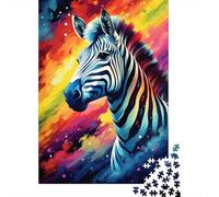 Colorful Artistic Zebra Jigsaw 500 Piece Jigsaw Puzzle Wooden Puzzle Toy Family Game Difficulty Challenge Puzzles 500pcs (52x38cm)