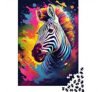 Colorful Artistic Zebra Jigsaw Puzzle-500 Pieces Jigsaw Puzzle Jigsaw Puzzle Great Gifts for Adults& Age 18 Years Up 500pcs (52x38cm)