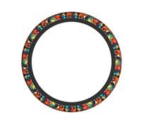 Colorful Artwork Printed Steering Wheel Cover Elastic Stretch Car Wheel Wrap Breathable Non-Slip Steering Wheel Protector for Car Truck SUV