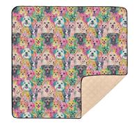 Colorful Asthetic Art Dogs Cute Foldable Baby Activity Play Mat for Floor Waterproof Tummy Time & Crawling Mat for Baby Kids Toddlers Infants, 50'' x 50''