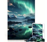 Colorful Aurora Borealis 1000 Piece Jigsaw Puzzle for Adults Brain Exercise DownTime Game Family Game Home Display (38x26cm)