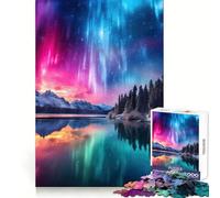 Colorful Aurora Borealis 1000 Pieces Puzzles for Teenagers DownTime Game Smooth Connection Real Challenge Santa Surprise (50x75cm)