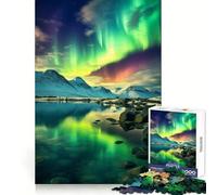 Colorful Aurora Borealis Jigsaw Puzzles 1000 Piece for Adults Stress Relief Smooth Cut Fun Play (38x26cm)