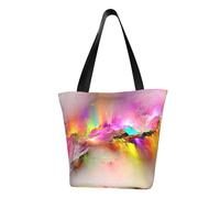 Colorful Aurora Fashion Canvas Tote Bag With All Over Print Design,Large Reusable Shopper Tote With Double Handles,Beach Tote, Weekend Bag