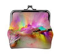 Colorful Aurora Full Double-Sided Printed Pattern Women's and Girls' Fashionable Leather Kiss Lock Coin Purse Card Bag